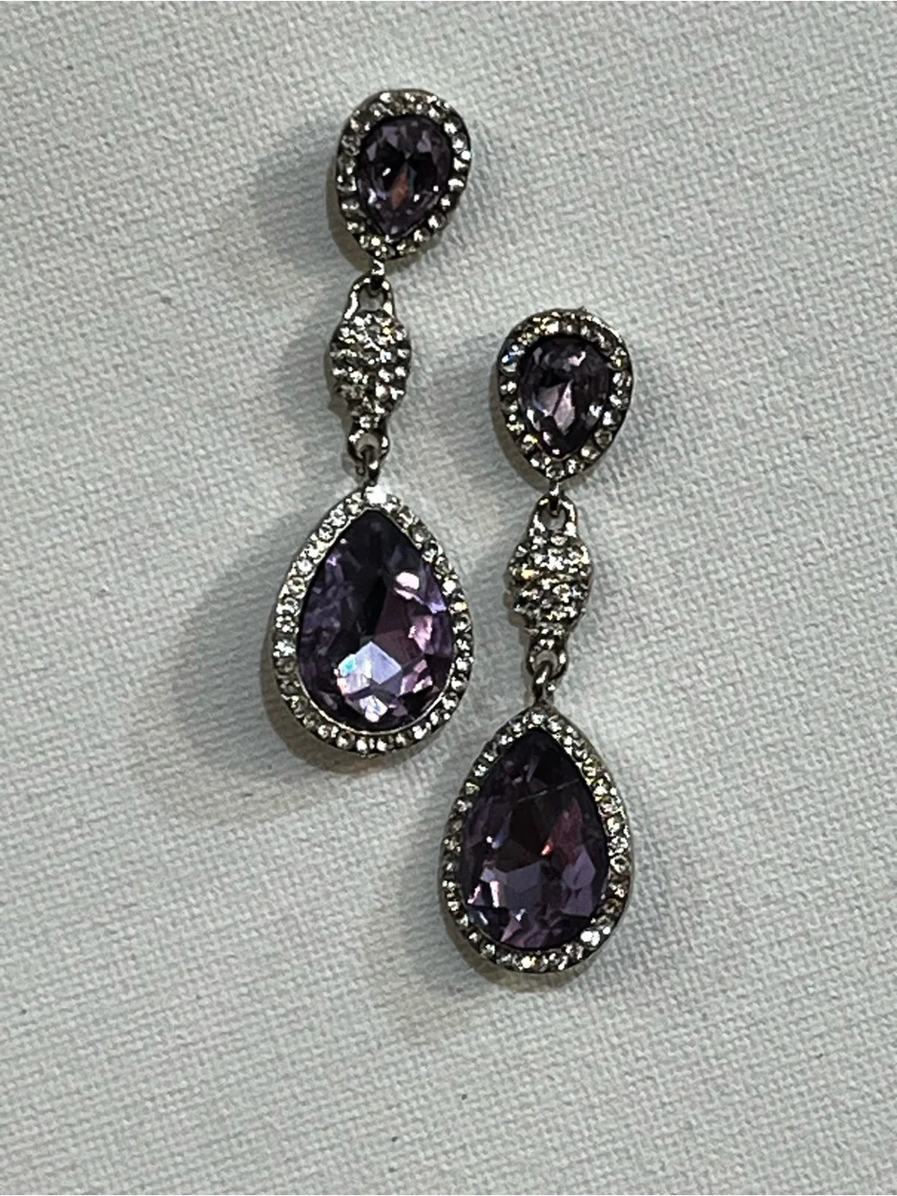 Purple Teardrop Crystal Dangle Earrings - Brand